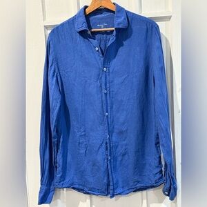 Men's Casual Blue Button-Down Shirt